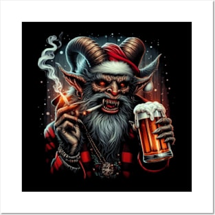 Krampus Unwinds – Festive Libations T-Shirt Collection for the Wicked Cheers! Posters and Art